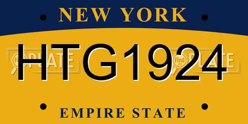 HTG1924 New York License Plate