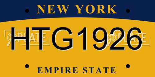 HTG1926 New York License Plate