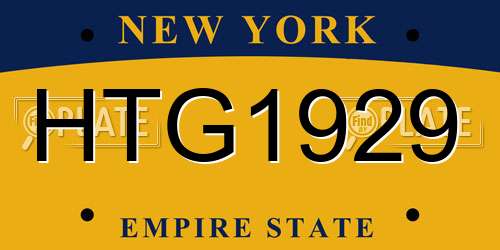 HTG1929 New York License Plate