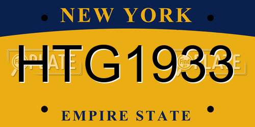 HTG1933 New York License Plate
