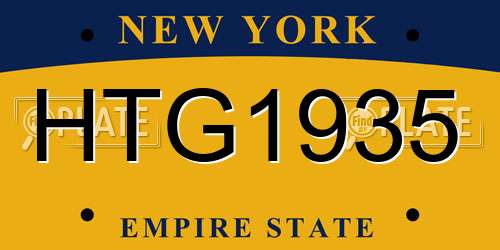 HTG1935 New York License Plate