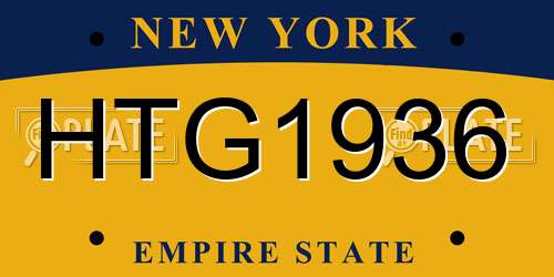 HTG1936 New York License Plate