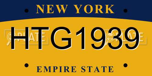 HTG1939 New York License Plate