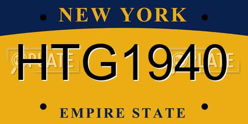 HTG1940 New York License Plate
