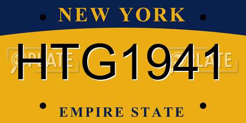 HTG1941 New York License Plate