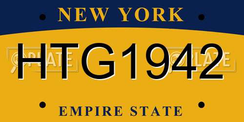 HTG1942 New York License Plate