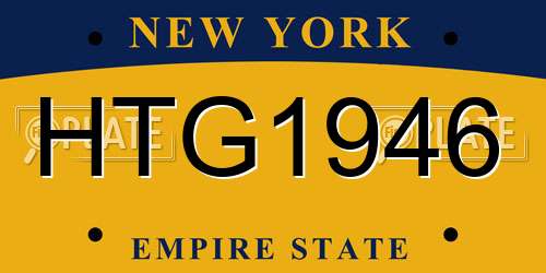 HTG1946 New York License Plate