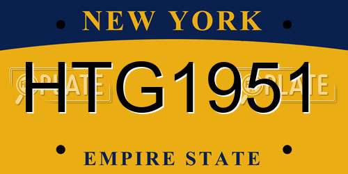 HTG1951 New York License Plate