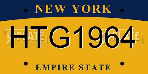 HTG1964 New York License Plate