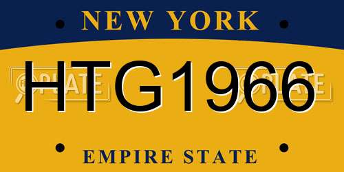 HTG1966 New York License Plate
