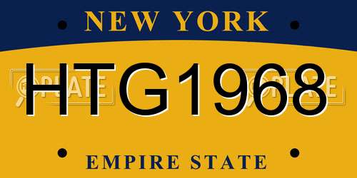 HTG1968 New York License Plate