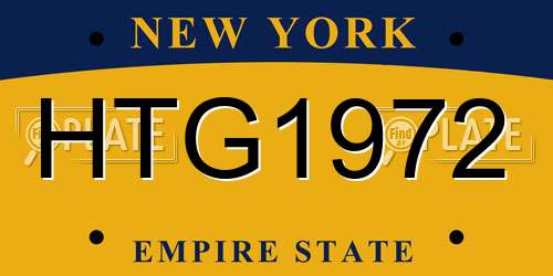 HTG1972 New York License Plate