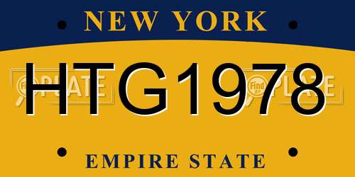 HTG1978 New York License Plate