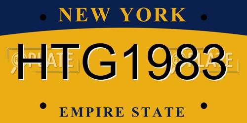 HTG1983 New York License Plate