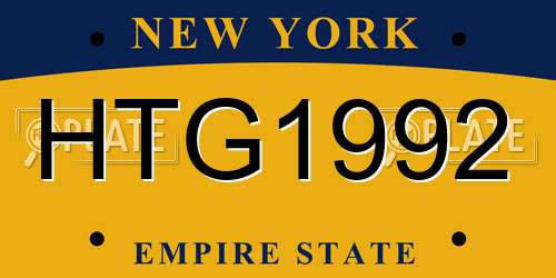 HTG1992 New York License Plate