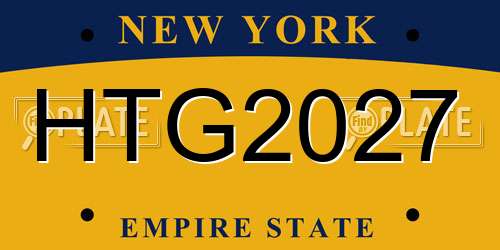HTG2027 New York License Plate