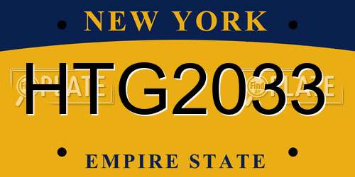 HTG2033 New York License Plate