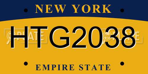 HTG2038 New York License Plate