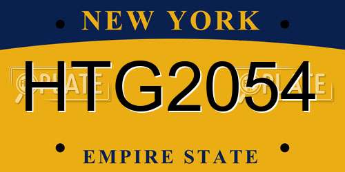 HTG2054 New York License Plate