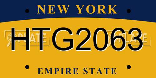 HTG2063 New York License Plate
