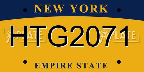 HTG2071 New York License Plate