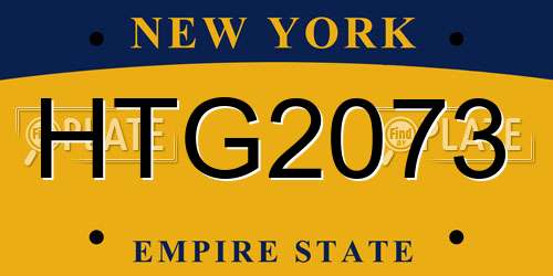 HTG2073 New York License Plate