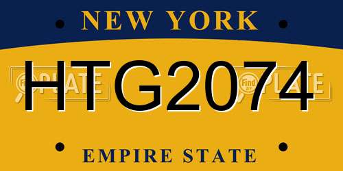 HTG2074 New York License Plate