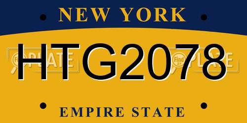 HTG2078 New York License Plate
