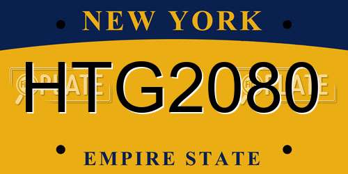 HTG2080 New York License Plate