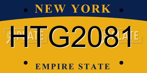 HTG2081 New York License Plate