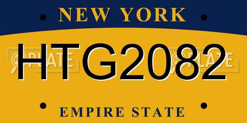 HTG2082 New York License Plate