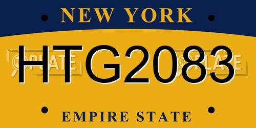 HTG2083 New York License Plate