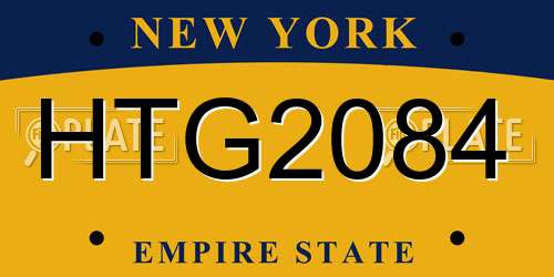 HTG2084 New York License Plate