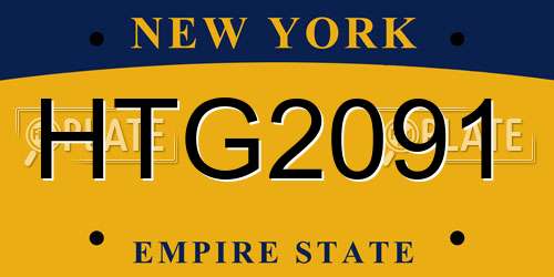 HTG2091 New York License Plate