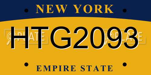 HTG2093 New York License Plate