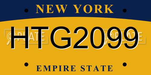 HTG2099 New York License Plate