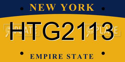 HTG2113 New York License Plate