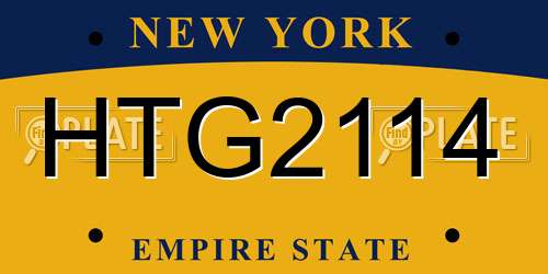 HTG2114 New York License Plate
