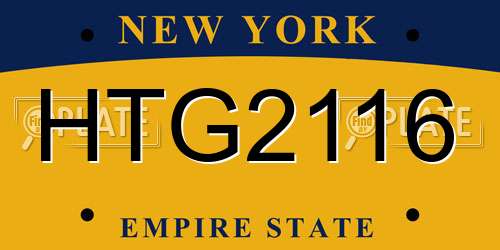HTG2116 New York License Plate