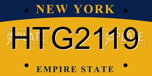 HTG2119 New York License Plate