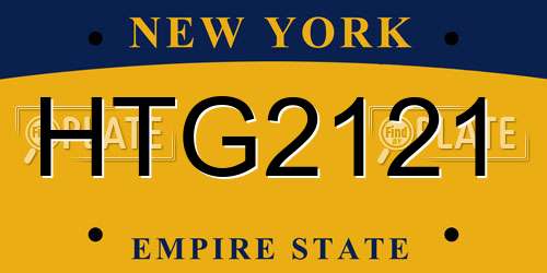 HTG2121 New York License Plate