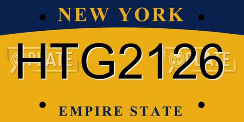 HTG2126 New York License Plate