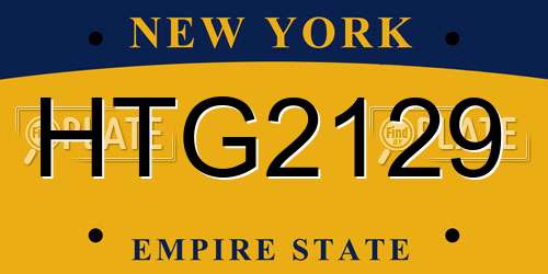 HTG2129 New York License Plate