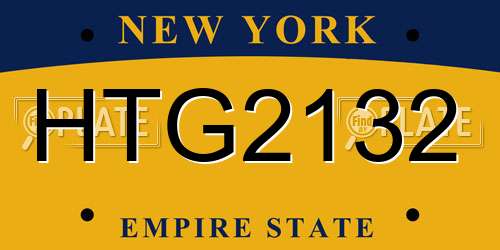 HTG2132 New York License Plate