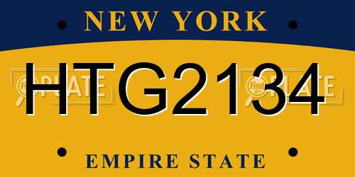 HTG2134 New York License Plate