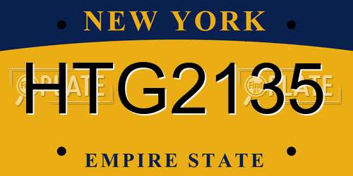 HTG2135 New York License Plate