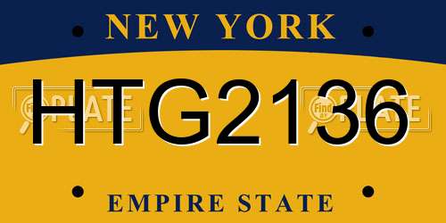 HTG2136 New York License Plate