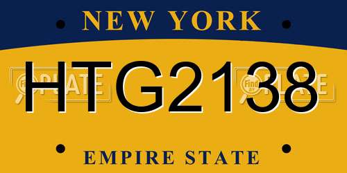 HTG2138 New York License Plate