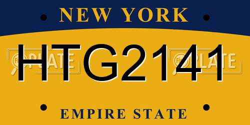 HTG2141 New York License Plate