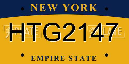 HTG2147 New York License Plate